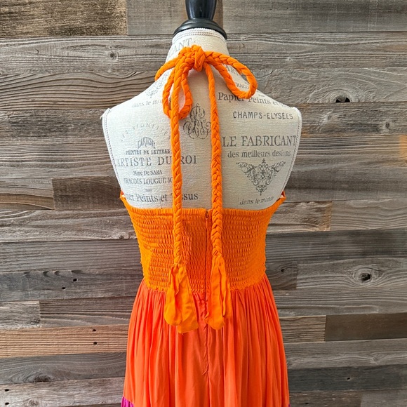 farm RIO Macaw Scarf Cut Out Maxi Dress in Color Block Multi Size Small NWT - Picture 8 of 14